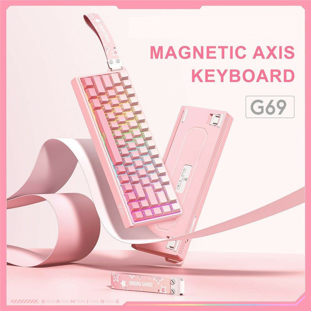 ONIKUMA G69 68 Keys Hot Swappable Keyboard for Mac / Windows / Android Magnetic Axis Gaming Keyboard with RGB Light
