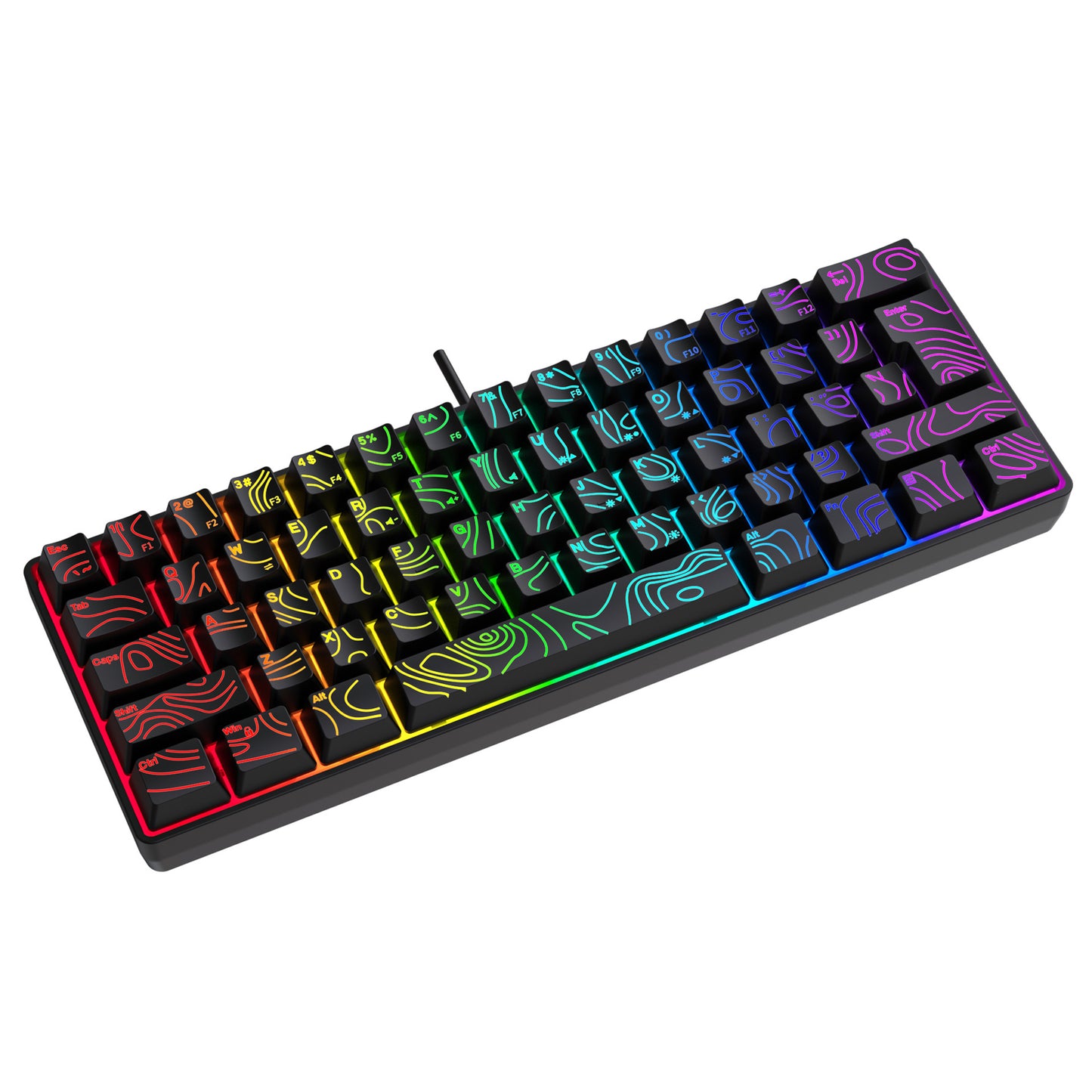 Y-FRUITFUL K401 61 Keys Gaming Keyboard with RGB Light 1.8m Wired Mechanical Keyboard for PC / Laptop