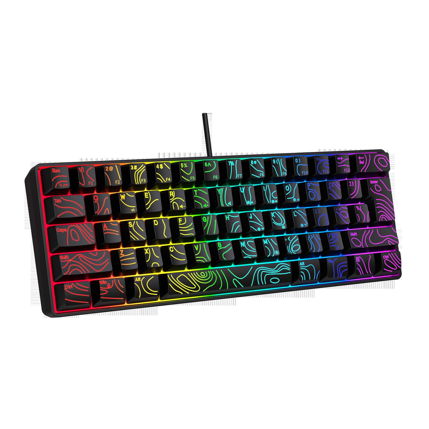 Y-FRUITFUL K401 61 Keys Gaming Keyboard with RGB Light 1.8m Wired Mechanical Keyboard for PC / Laptop