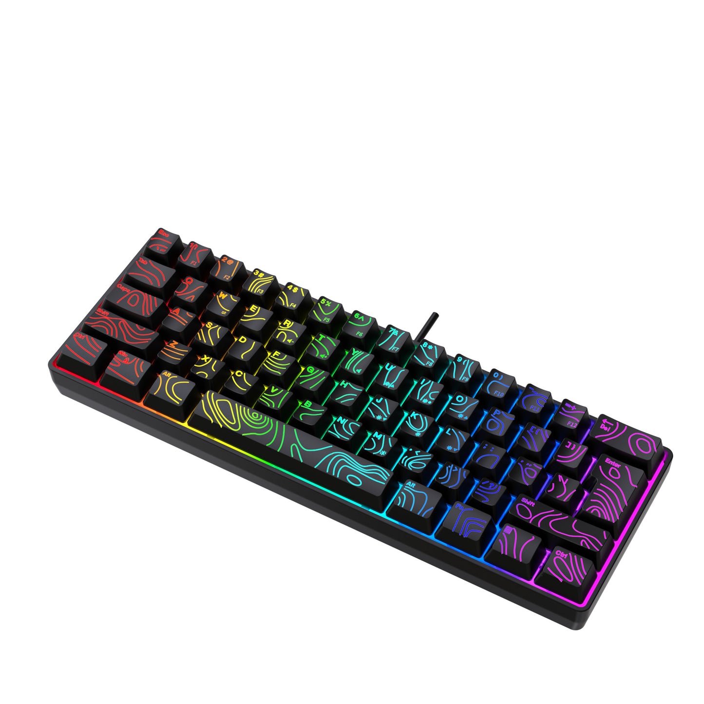 Y-FRUITFUL K401 61 Keys Gaming Keyboard with RGB Light 1.8m Wired Mechanical Keyboard for PC / Laptop