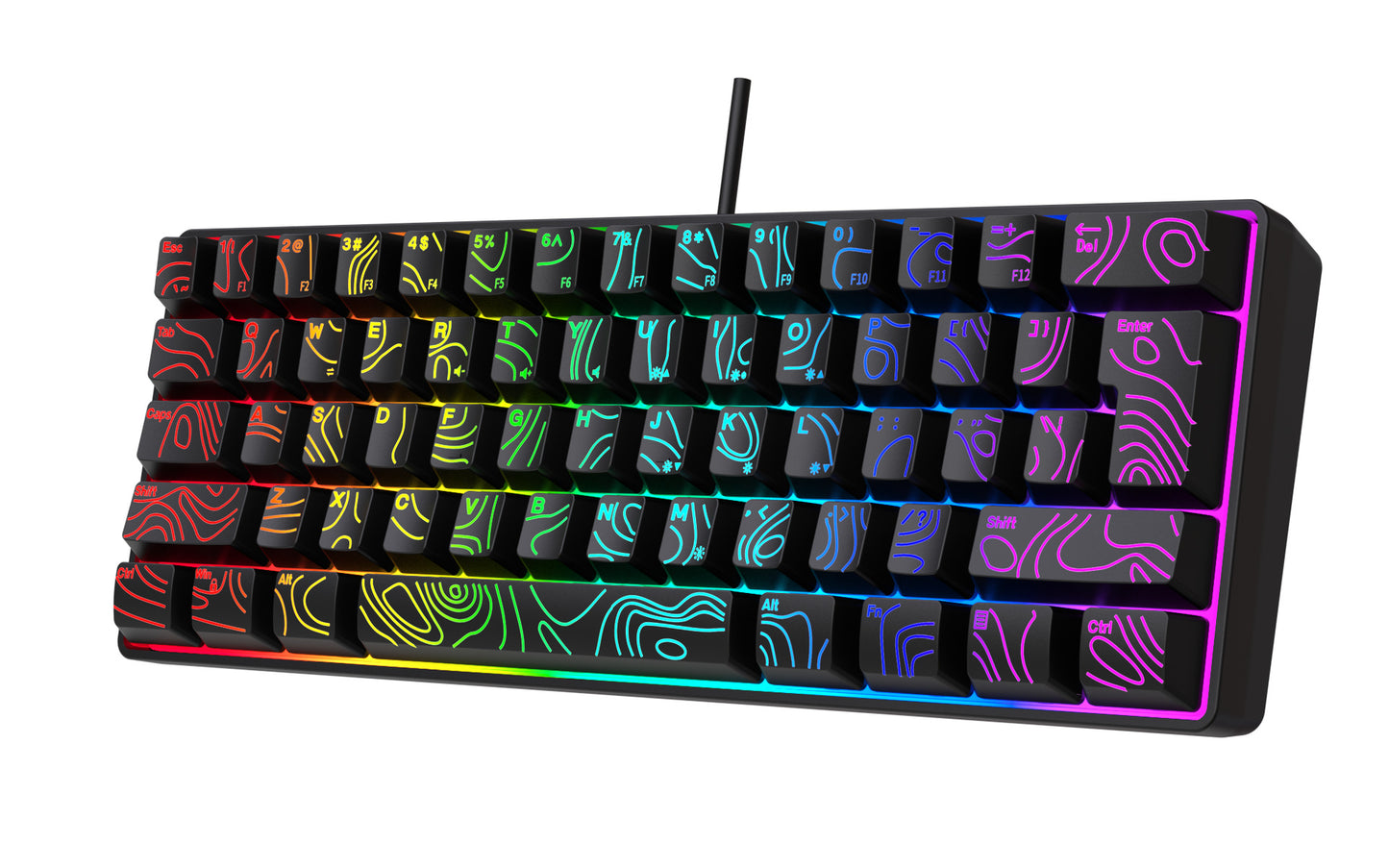 Y-FRUITFUL K401 61 Keys Gaming Keyboard with RGB Light 1.8m Wired Mechanical Keyboard for PC / Laptop