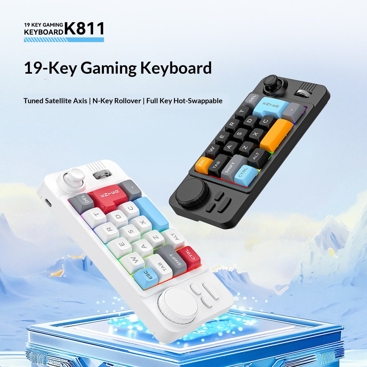 19-Key Hot-Swappable Mechanical Gaming Keyboard Wired Keyboard with RGB Backlit