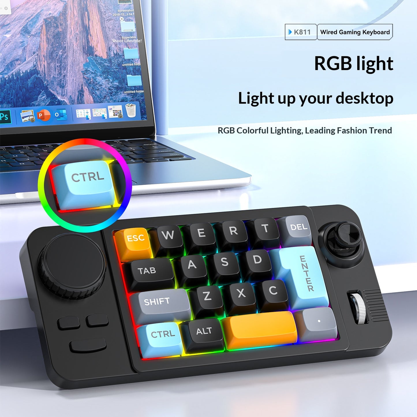 19-Key Hot-Swappable Mechanical Gaming Keyboard Wired Keyboard with RGB Backlit