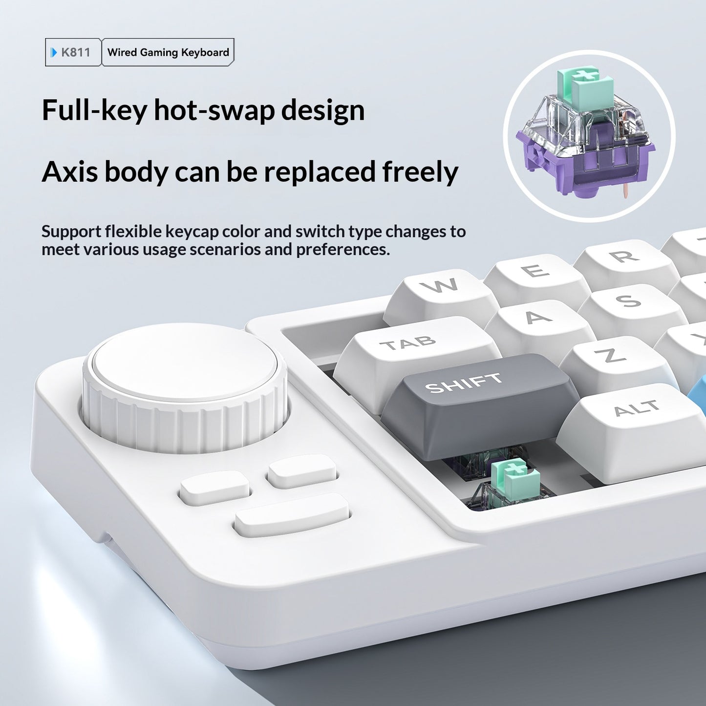 19-Key Hot-Swappable Mechanical Gaming Keyboard Wired Keyboard with RGB Backlit