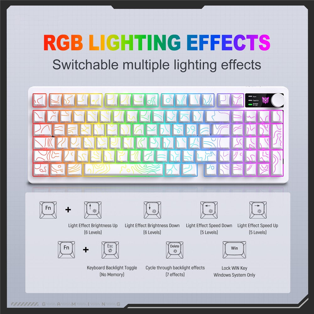 ONIKUMA MT902 95-Key Wireless 2.4GHz USB-C Tri-mode Mechanical Gaming Keyboard RGB Backlit with Knob