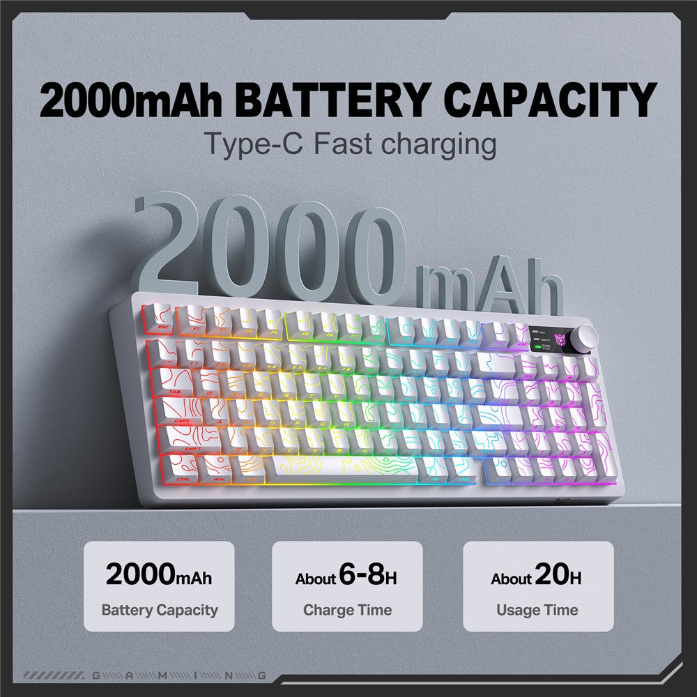 ONIKUMA MT902 95-Key Wireless 2.4GHz USB-C Tri-mode Mechanical Gaming Keyboard RGB Backlit with Knob