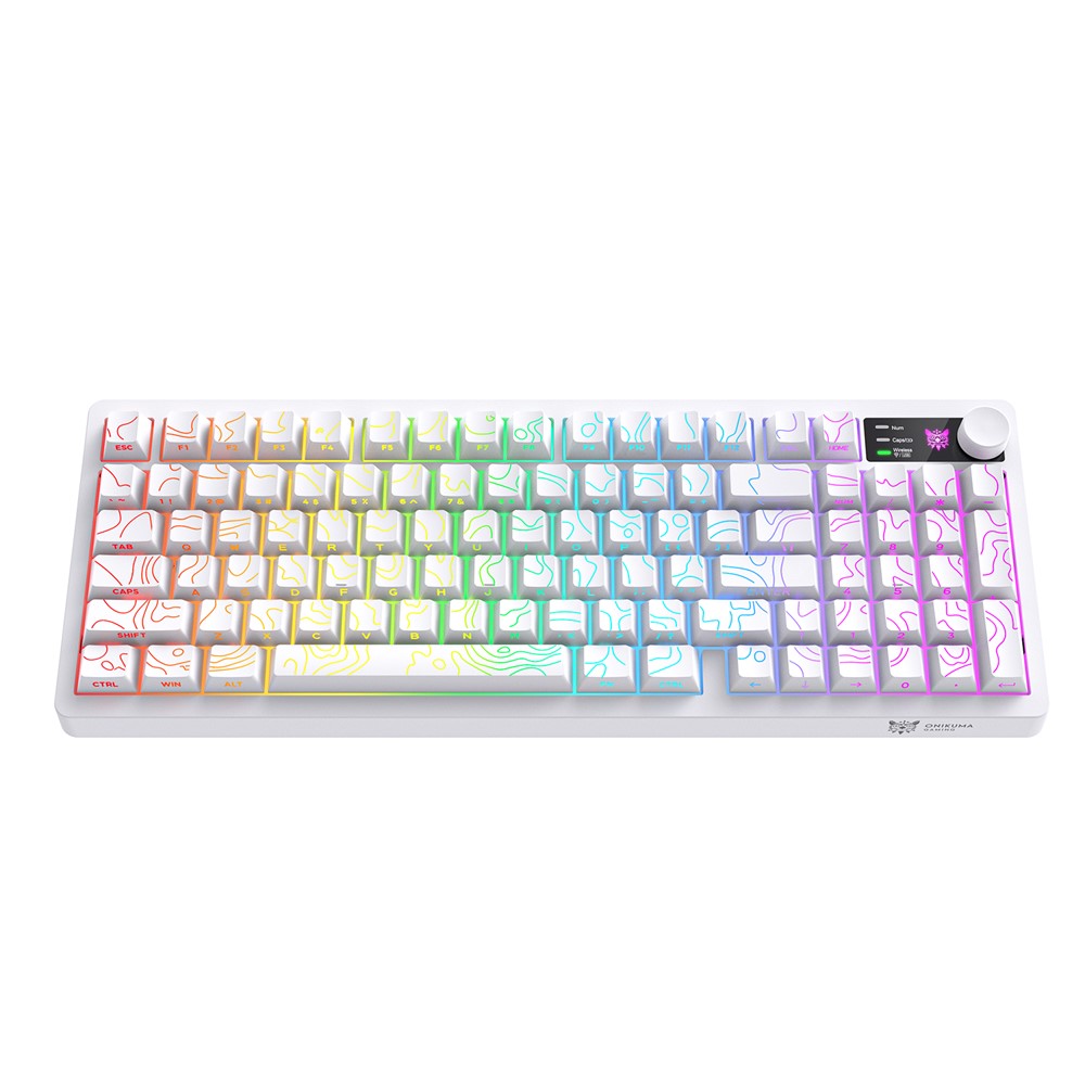 ONIKUMA MT902 95-Key Wireless 2.4GHz USB-C Tri-mode Mechanical Gaming Keyboard RGB Backlit with Knob