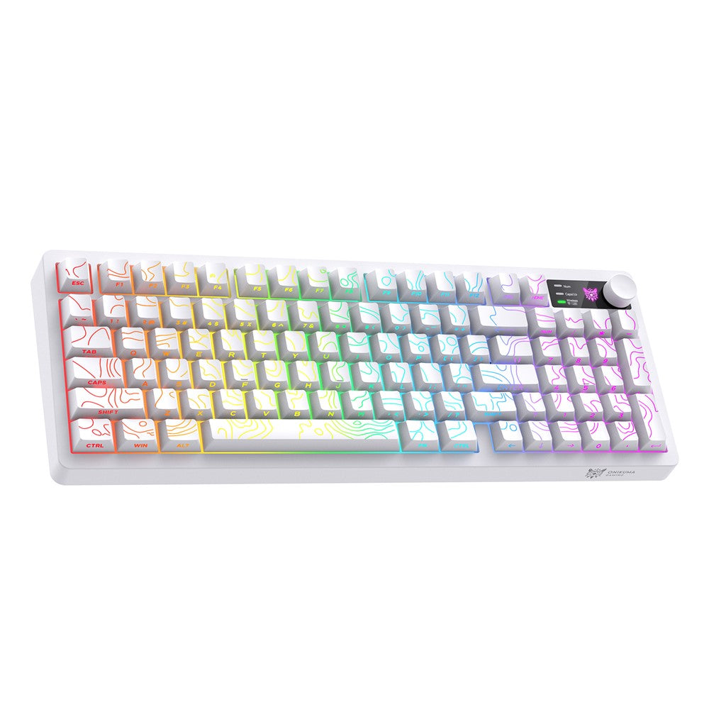 ONIKUMA MT902 95-Key Wireless 2.4GHz USB-C Tri-mode Mechanical Gaming Keyboard RGB Backlit with Knob