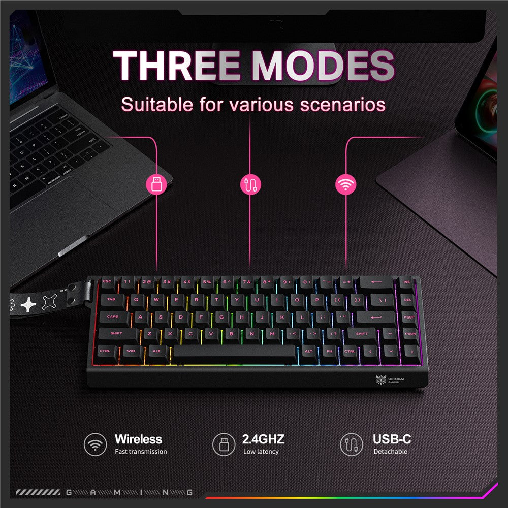 ONIKUMA MT603 68 Keys Mechanical Keyboard Three Modes 2.4GHz Wireless Gaming Keyboard