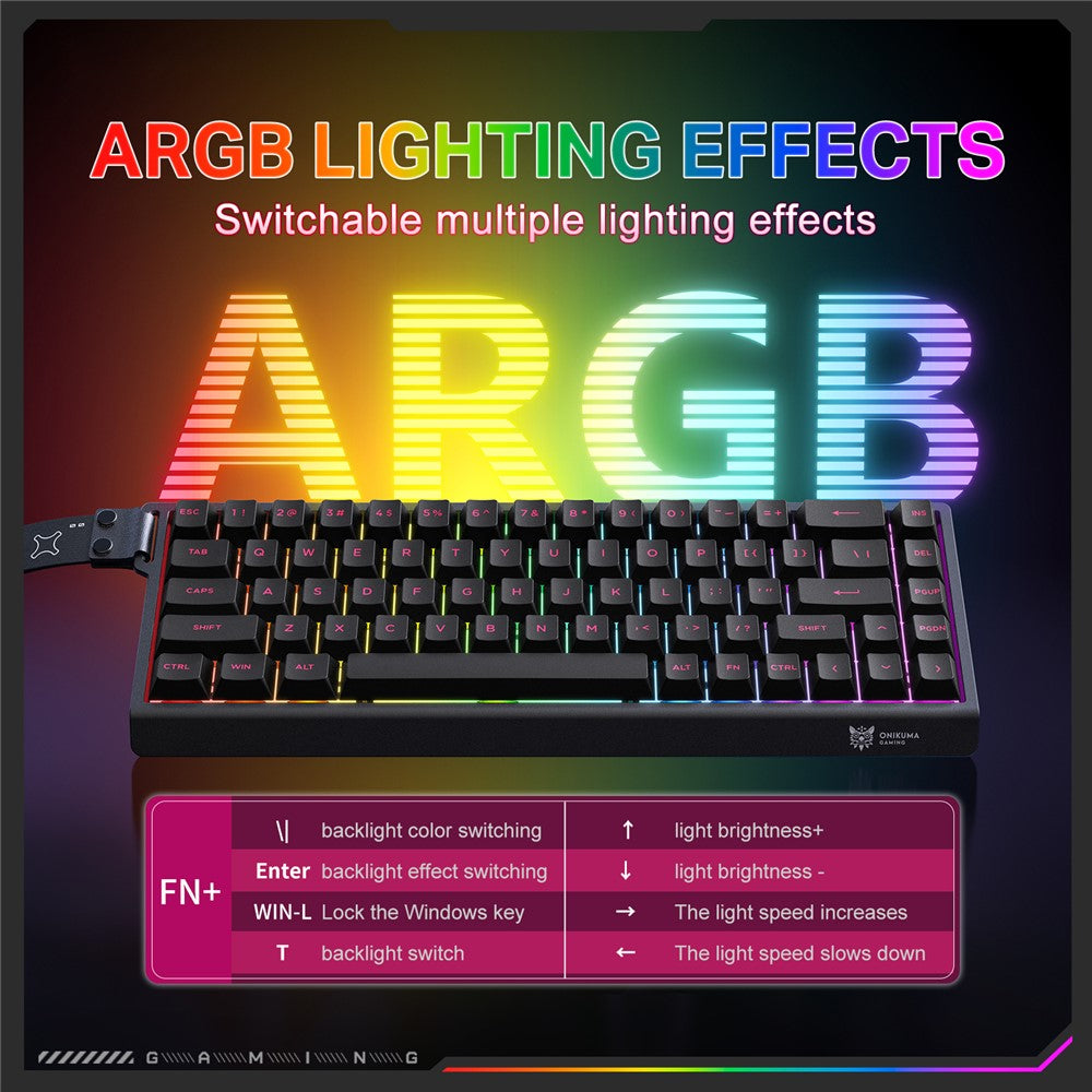 ONIKUMA MT603 68 Keys Mechanical Keyboard Three Modes 2.4GHz Wireless Gaming Keyboard