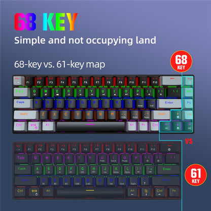 HXSJ V800 68 Keys Mechanical Keyboard with Backlit for Gaming Office