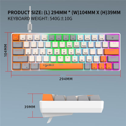HXSJ V500 Mechanical Wired Keyboard 63 Keys Gaming Keyboard with Backlight Effect