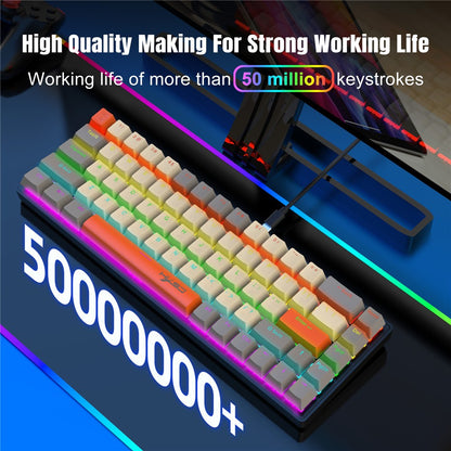 HXSJ K88 Gaming Keyboard 68 Keys Mechanical Wired Keyboard with LED Backlit