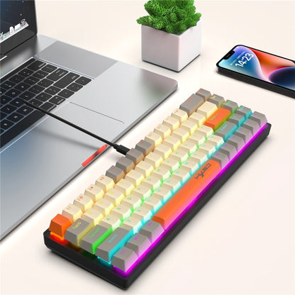 HXSJ K88 Gaming Keyboard 68 Keys Mechanical Wired Keyboard with LED Backlit