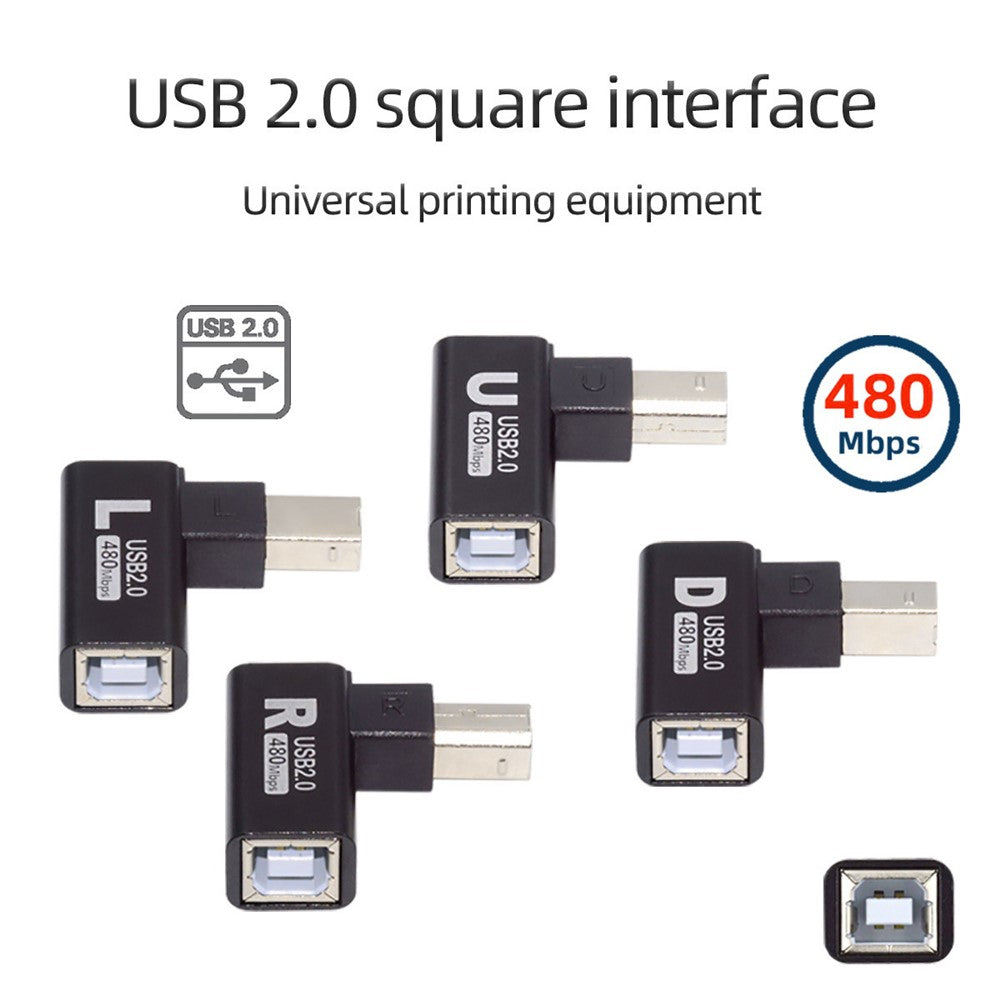 U2-038-BM002 4Pcs / Set USB 2.0 Type-B Male to Female Extension Adapter Horizontal Vertical Angled 90 Degree for Printer Scanner