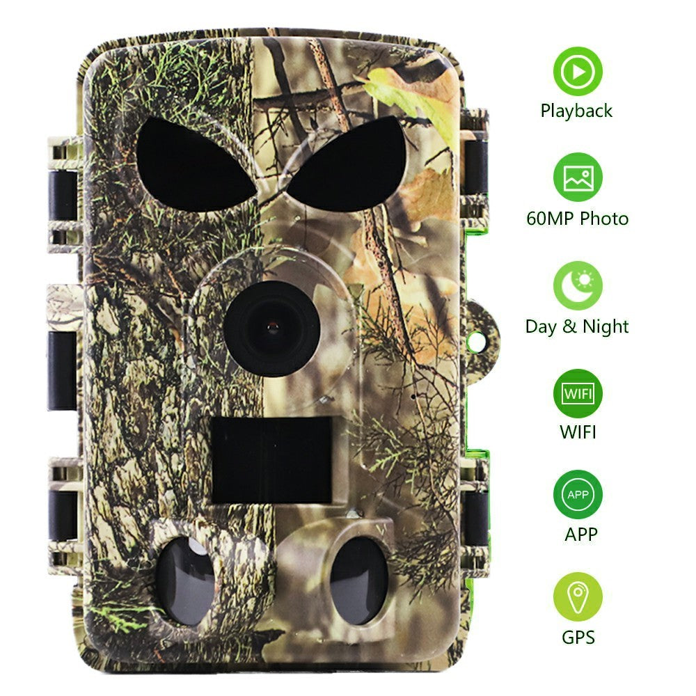 PR8000 Outdoor Hunting 8K WiFi Trail Camera 60MP Ultra HD Night Vision Wildlife Scouting Pocket Cam