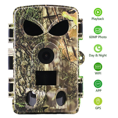 PR8000 Outdoor Hunting 8K WiFi Trail Camera 60MP Ultra HD Night Vision Wildlife Scouting Pocket Cam