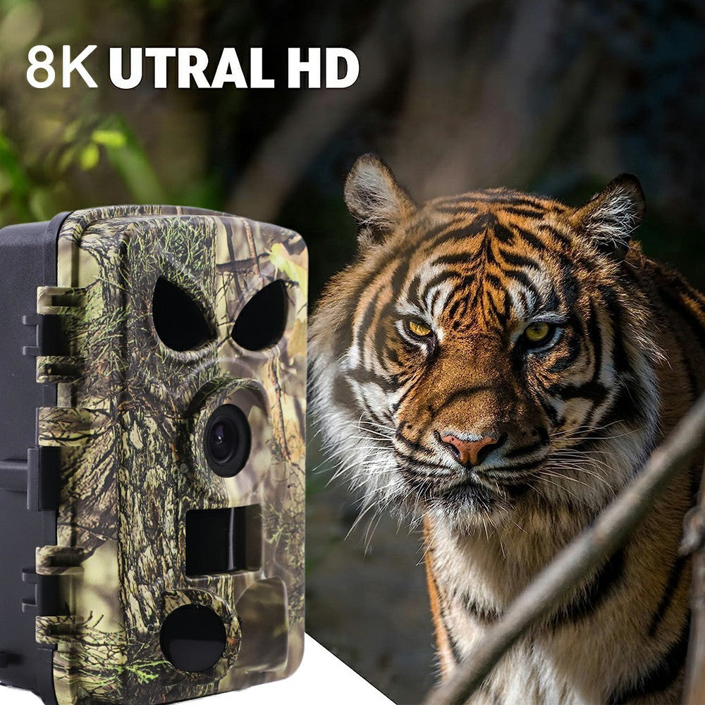 PR8000 Outdoor Hunting 8K WiFi Trail Camera 60MP Ultra HD Night Vision Wildlife Scouting Pocket Cam