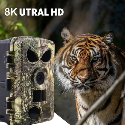 PR8000 Outdoor Hunting 8K WiFi Trail Camera 60MP Ultra HD Night Vision Wildlife Scouting Pocket Cam