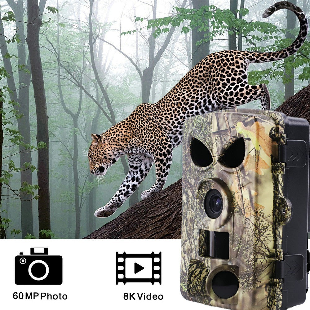 PR8000 Outdoor Hunting 8K WiFi Trail Camera 60MP Ultra HD Night Vision Wildlife Scouting Pocket Cam