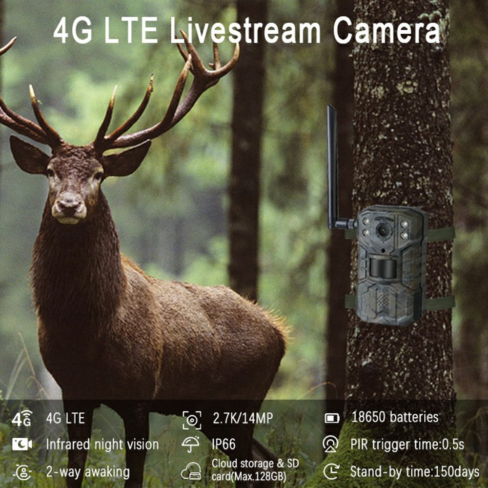 H2 Wildlife Surveillance Hunting Camera 4G Remote Monitoring Outdoor Wireless Trail Cam (European Version)
