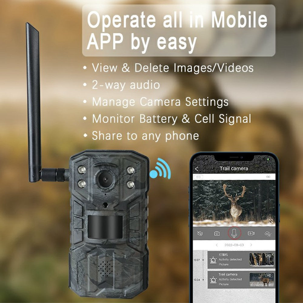 H2 Wildlife Surveillance Hunting Camera 4G Remote Monitoring Outdoor Wireless Trail Cam (European Version)