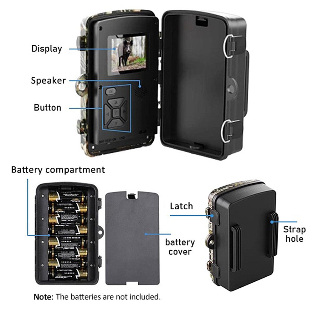 DL001 12MP 2.0-inch LCD Outdoor Hunting Trail Camera IR Night Vision Waterproof Scouting Camera