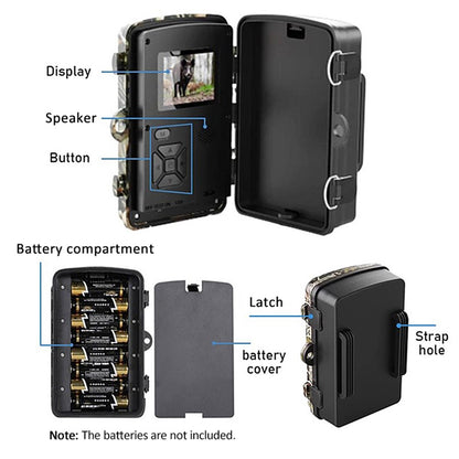 DL001 12MP 2.0-inch LCD Outdoor Hunting Trail Camera IR Night Vision Waterproof Scouting Camera