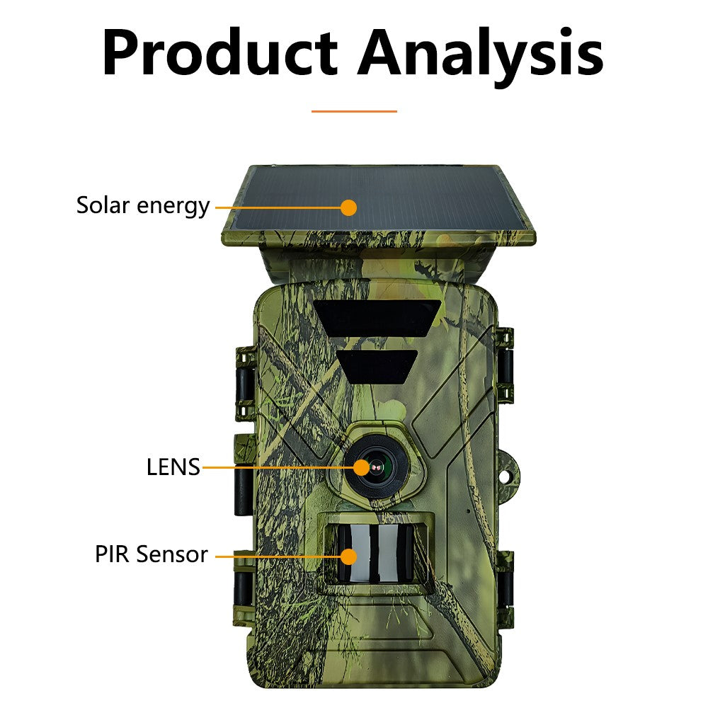 PR903W Solar Powered Outdoor Hunting Camera 8K 60MP WiFi Infrared Night Vision Trail Camera