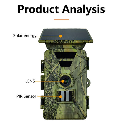 PR903W Solar Powered Outdoor Hunting Camera 8K 60MP WiFi Infrared Night Vision Trail Camera