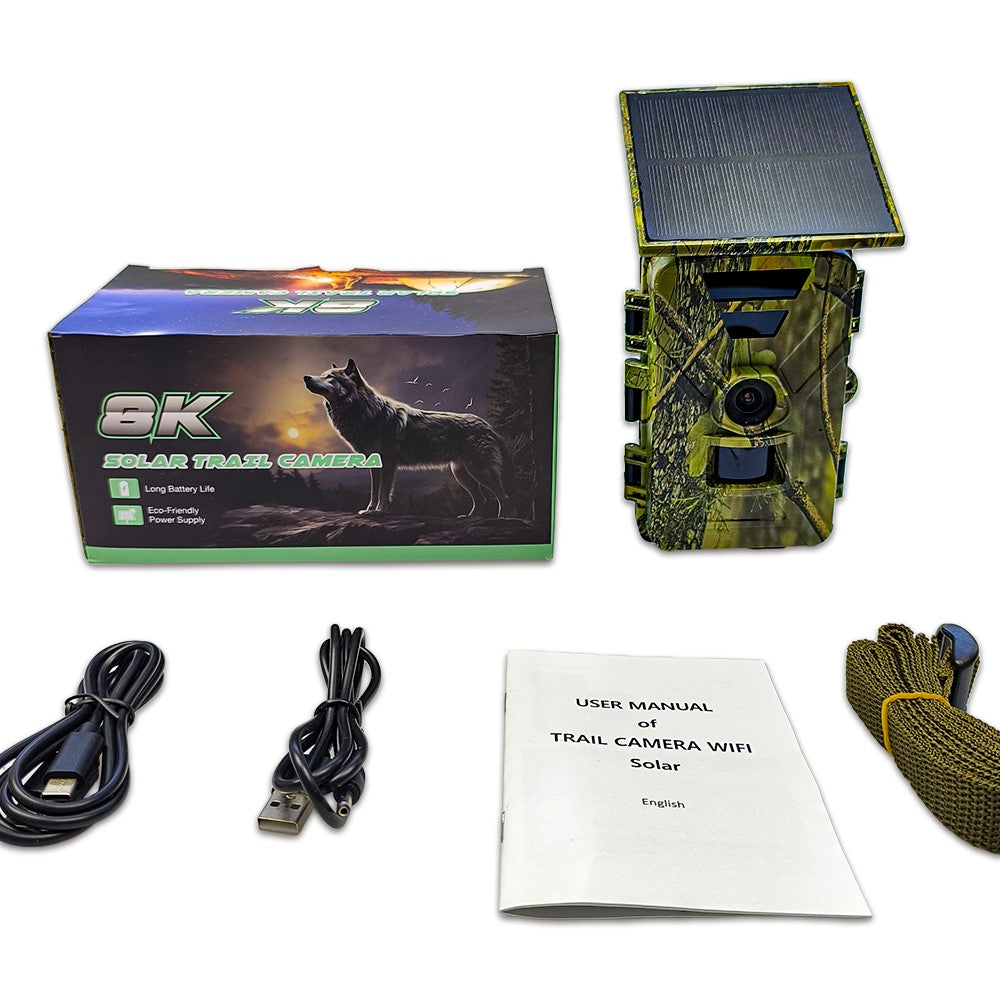 PR903W Solar Powered Outdoor Hunting Camera 8K 60MP WiFi Infrared Night Vision Trail Camera