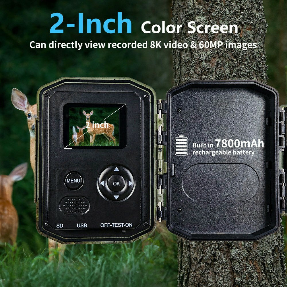H2W 8K 60MP Trail Camera Solar Panel WiFi Bluetooth-compatible Infrared Hunting Camera with Night Vision for Wildlife Scouting