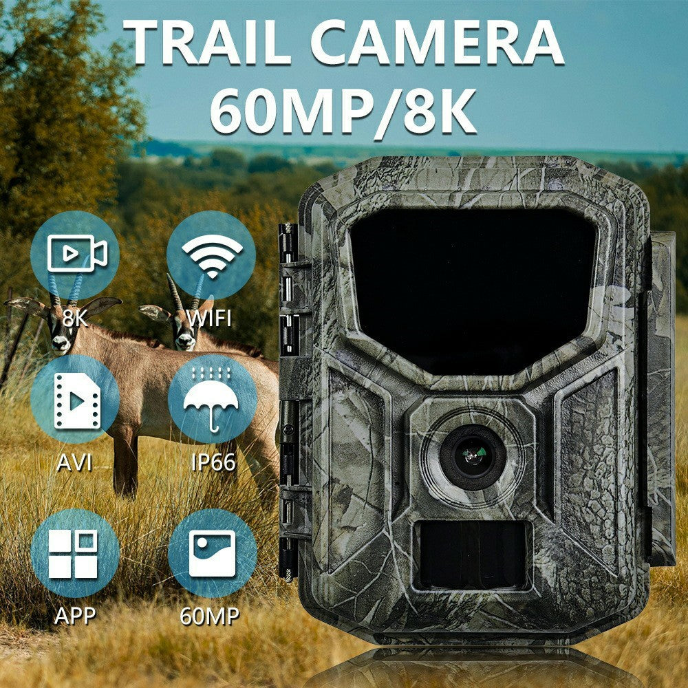 H2W 8K 60MP Trail Camera Solar Panel WiFi Bluetooth-compatible Infrared Hunting Camera with Night Vision for Wildlife Scouting