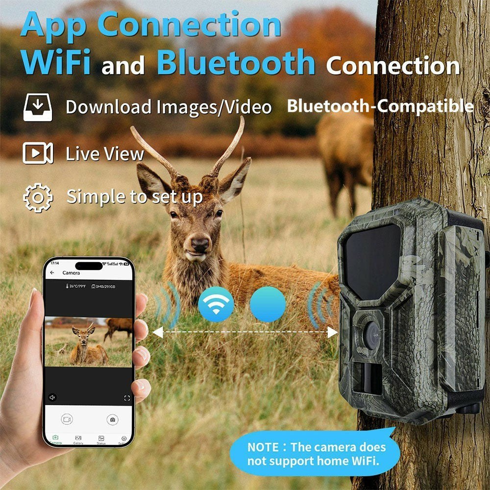 H2W 8K 60MP Trail Camera Solar Panel WiFi Bluetooth-compatible Infrared Hunting Camera with Night Vision for Wildlife Scouting