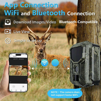 H2W 8K 60MP Trail Camera Solar Panel WiFi Bluetooth-compatible Infrared Hunting Camera with Night Vision for Wildlife Scouting