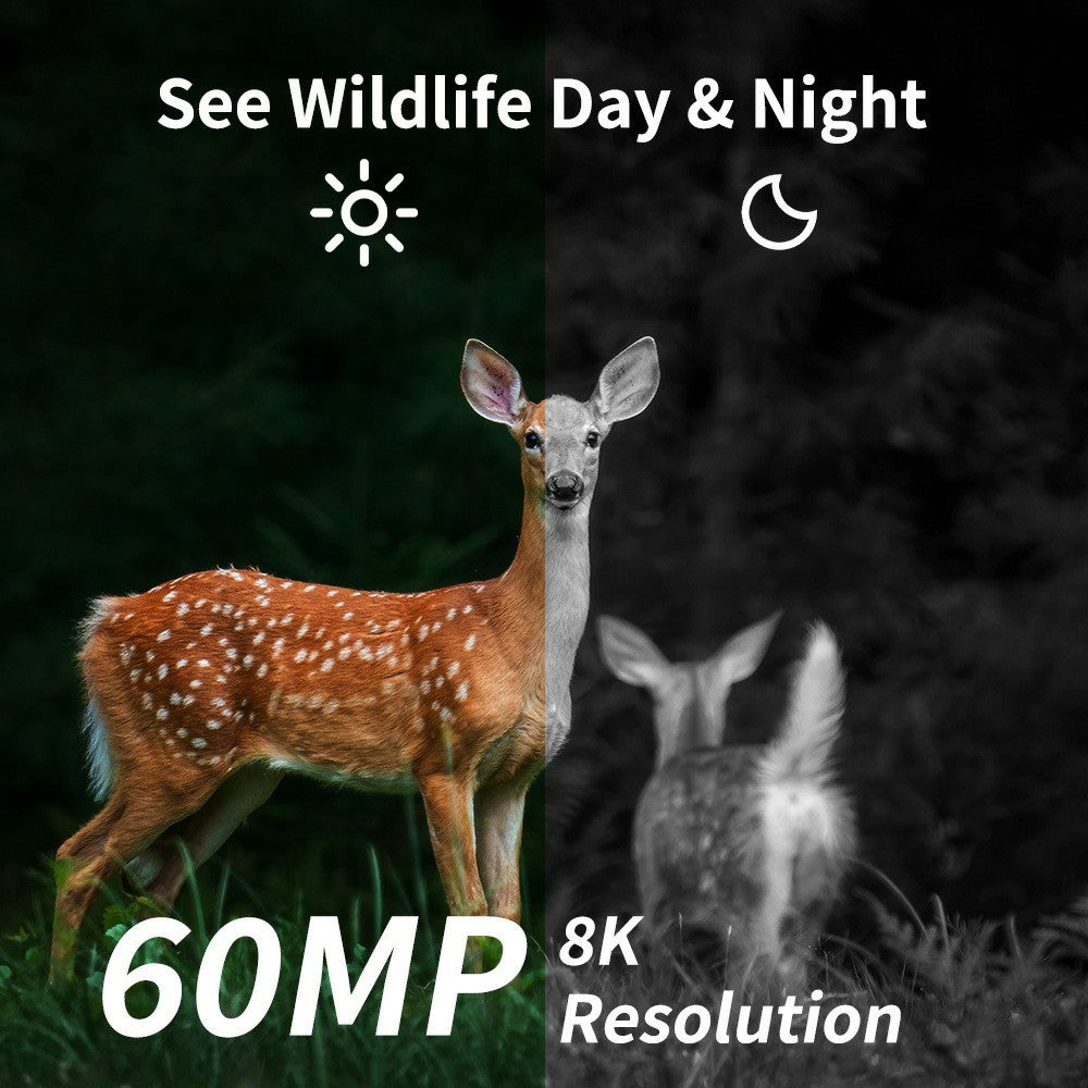 PR902LTE 4G 8K 60MP Trail Camera IP66 Waterproof Night Vision PIR Motion Detection Hunting Camera for Wildlife Scouting
