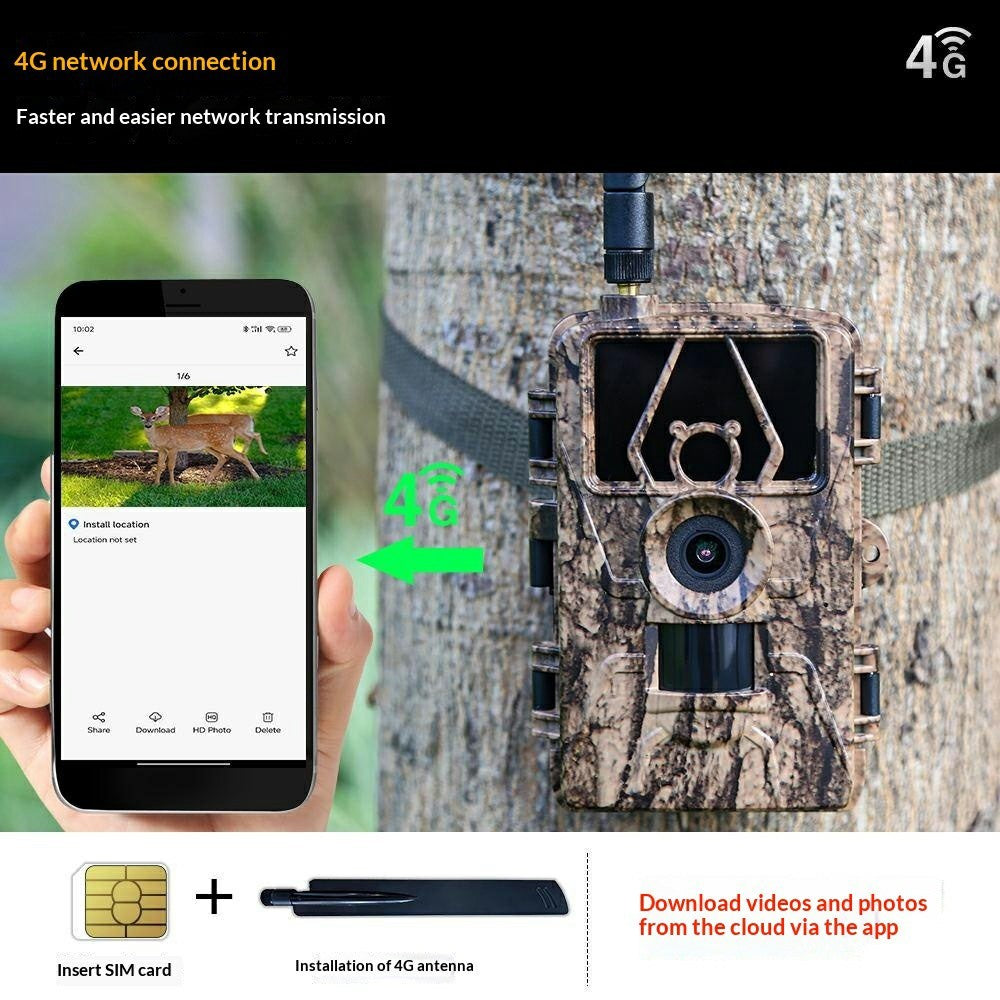 PR801LTE 8K Trail Camera 4G LTE 60MP PIR Motion Detection Night Vision IP66 Waterproof Hunting Camera for Scouting Wildlife Security