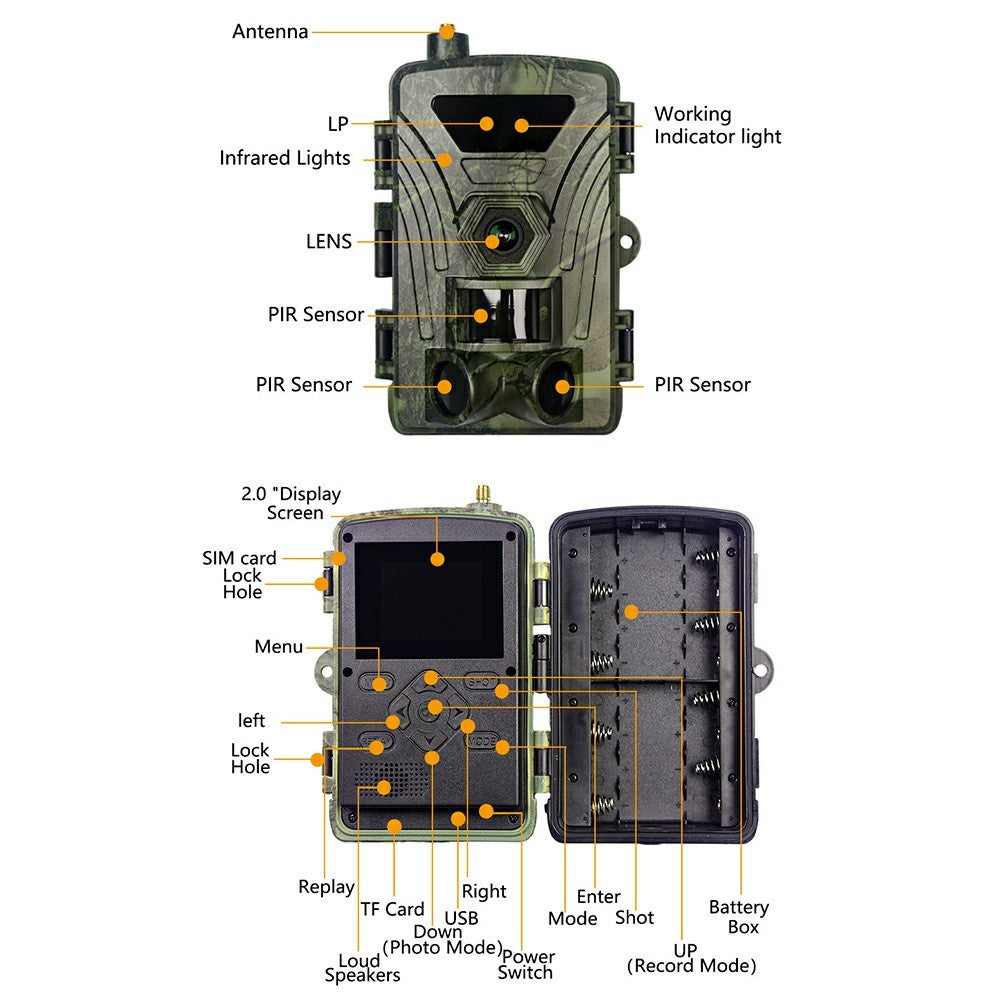 PR802LTE 4G LTE Trail Camera 60MP 4K Night Vision IP66 Waterproof Hunting Camera for Wildlife Scouting