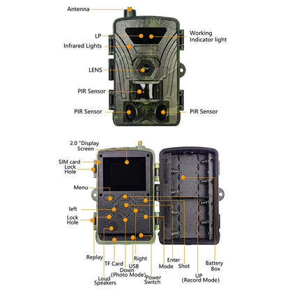 PR802LTE 4G LTE Trail Camera 60MP 4K Night Vision IP66 Waterproof Hunting Camera for Wildlife Scouting
