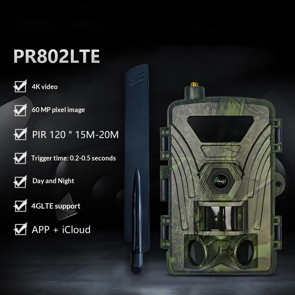 PR802LTE 4G LTE Trail Camera 60MP 4K Night Vision IP66 Waterproof Hunting Camera for Wildlife Scouting