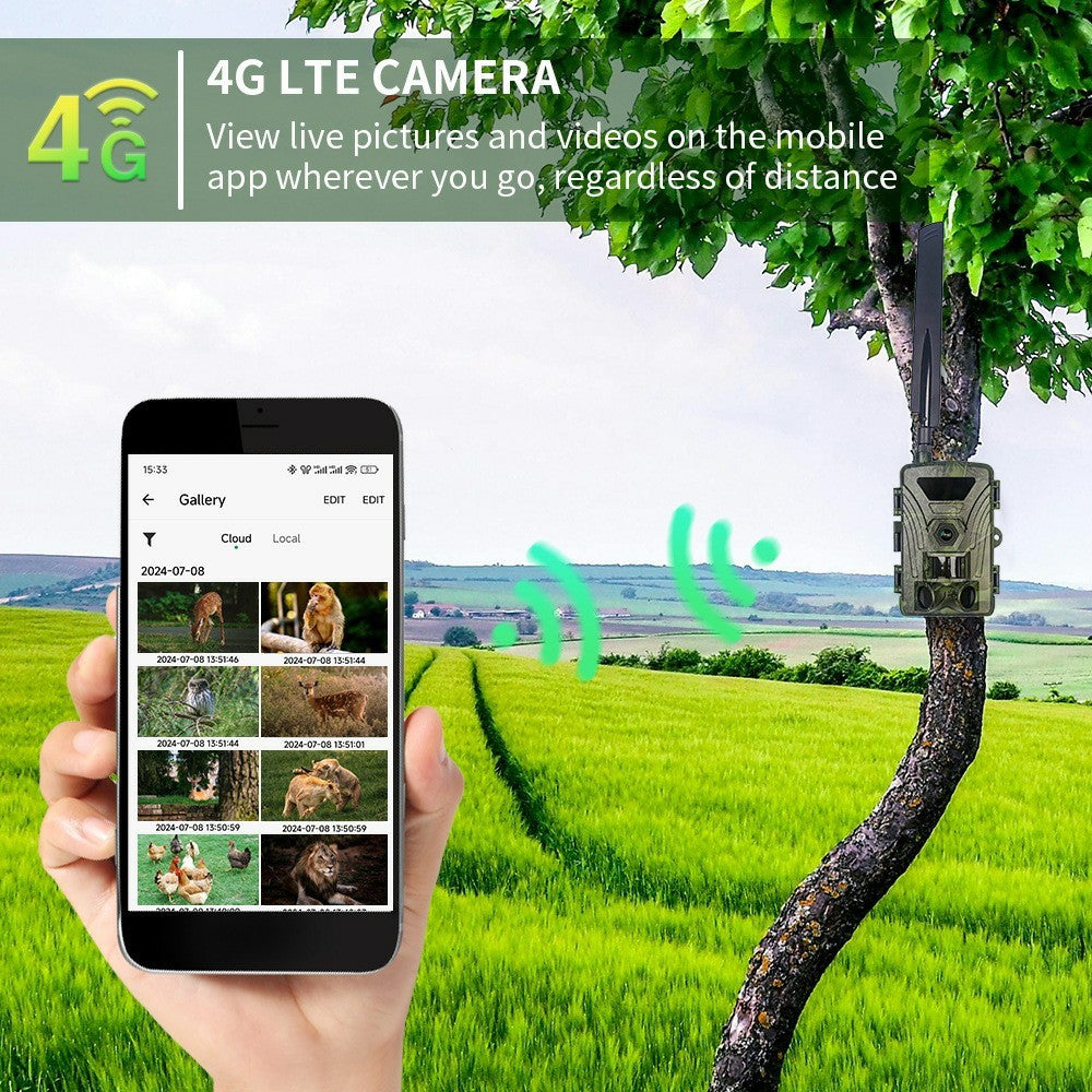 PR802LTE 4G LTE Trail Camera 60MP 4K Night Vision IP66 Waterproof Hunting Camera for Wildlife Scouting