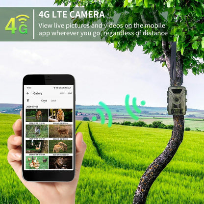 PR802LTE 4G LTE Trail Camera 60MP 4K Night Vision IP66 Waterproof Hunting Camera for Wildlife Scouting