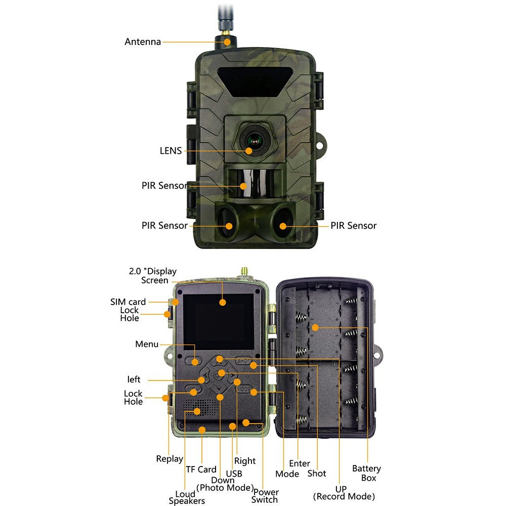 PR803LTE 4G Trail Camera 60MP 1296P HD Night Vision Hunting Camera with App Remote Monitoring for Wildlife Scouting