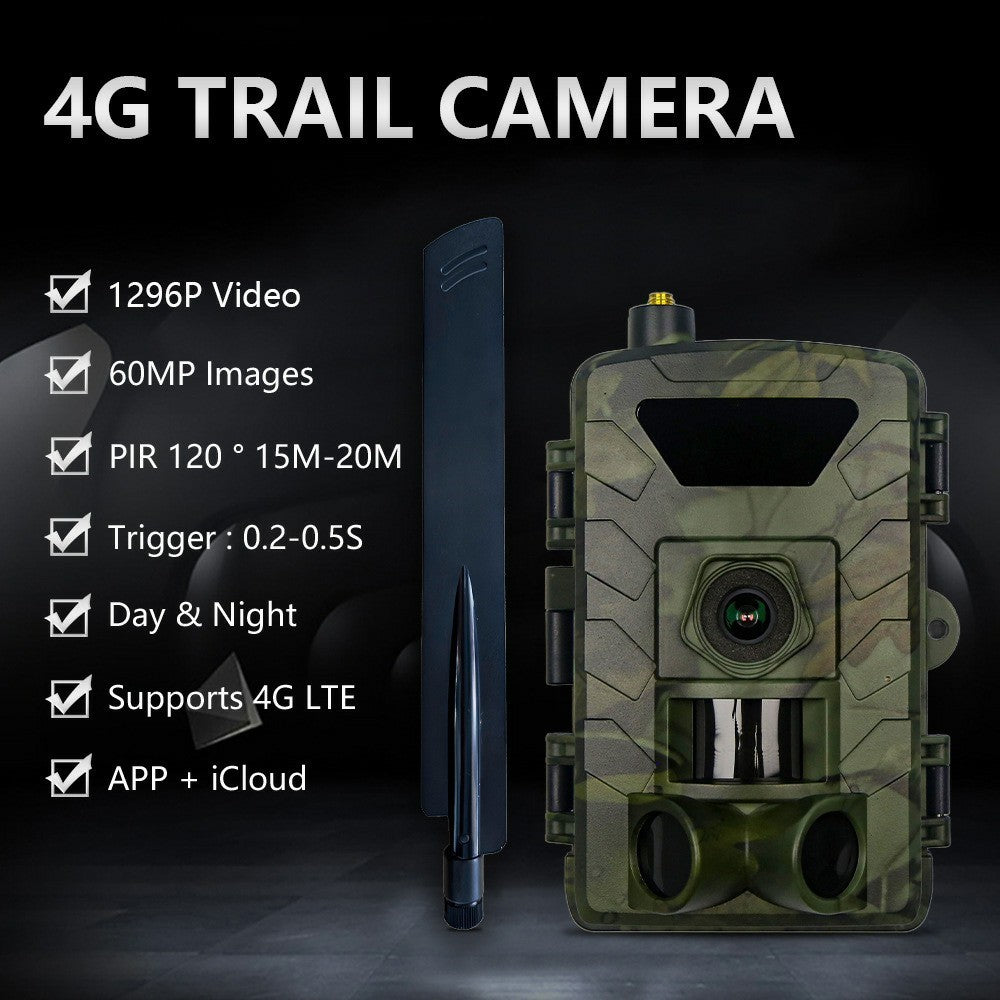 PR803LTE 4G Trail Camera 60MP 1296P HD Night Vision Hunting Camera with App Remote Monitoring for Wildlife Scouting