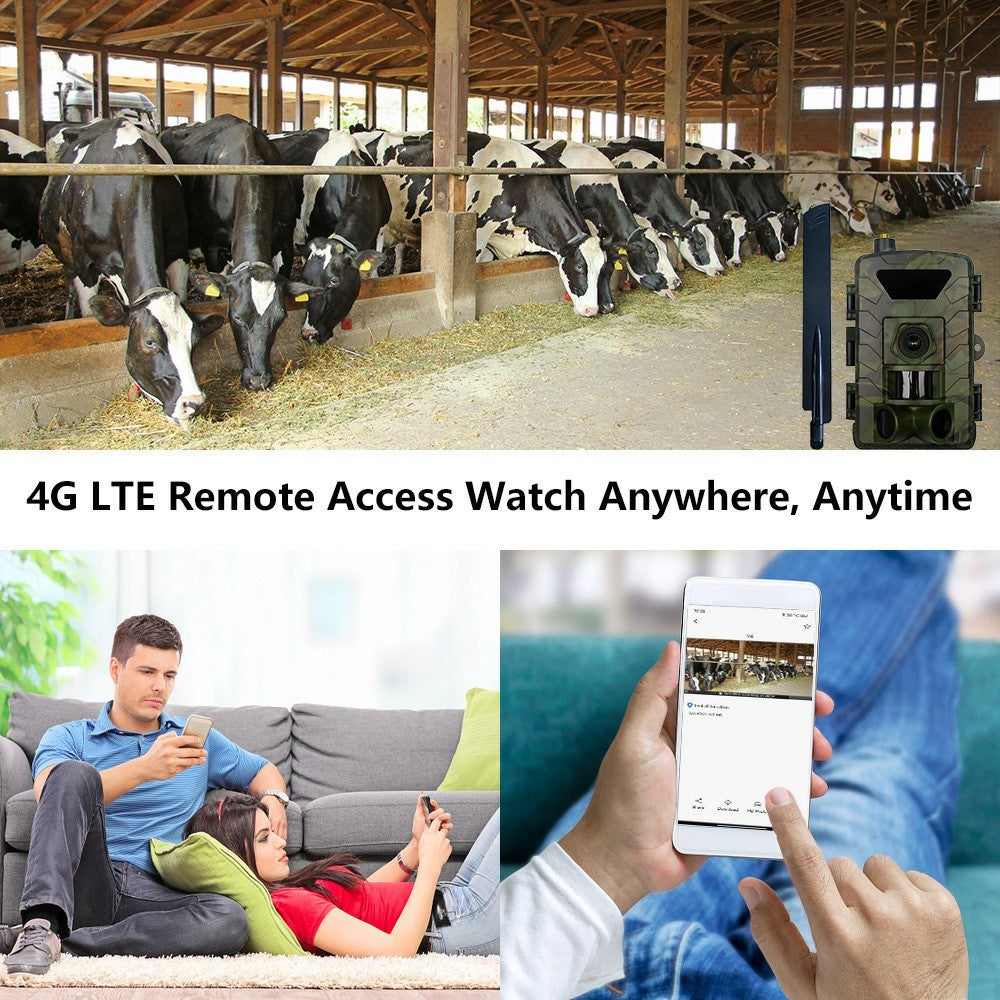 PR803LTE 4G Trail Camera 60MP 1296P HD Night Vision Hunting Camera with App Remote Monitoring for Wildlife Scouting