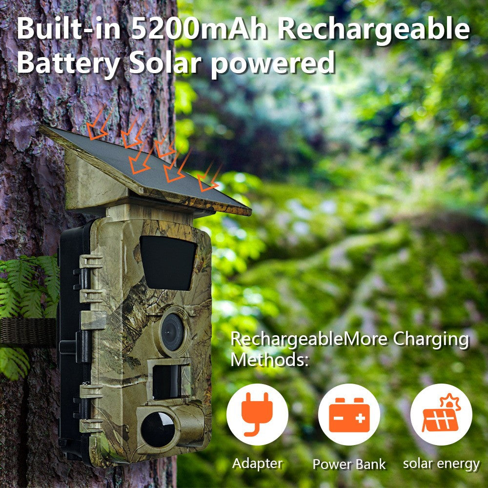 PR903W 5K WiFi Solar Security Camera 60MP Waterproof Trail Camera with PIR Motion Detection for Hunting Wildlife