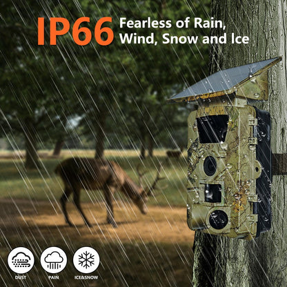 PR903W 5K WiFi Solar Security Camera 60MP Waterproof Trail Camera with PIR Motion Detection for Hunting Wildlife