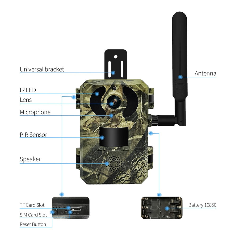 ESCAM QF380 Solar 4G Intelligent Hunting Camera Waterproof PIR Motion Sensor Night Vision Trail Camera, EU Version