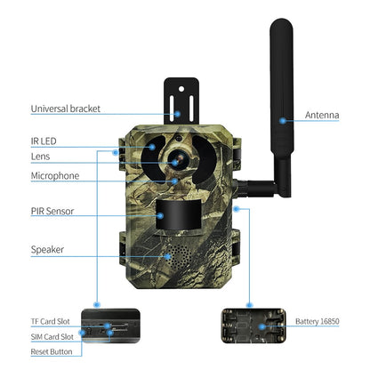 ESCAM QF380 Solar 4G Intelligent Hunting Camera Waterproof PIR Motion Sensor Night Vision Trail Camera, EU Version