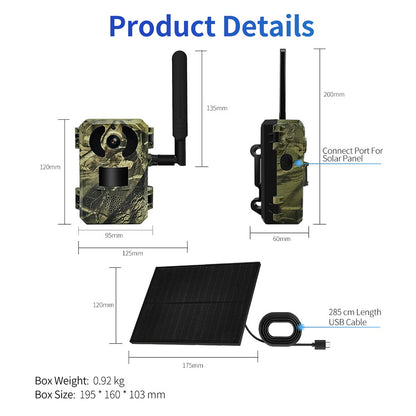 ESCAM QF380 Solar 4G Intelligent Hunting Camera Waterproof PIR Motion Sensor Night Vision Trail Camera, EU Version